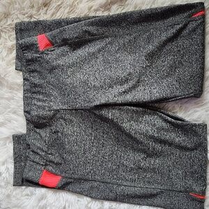 Gray Athletic Leggings with Coral Accents